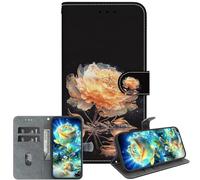 JZ per Honor Magic6 Lite / X9b 5G Crystal Texture Case, Copertura portafoglio in pelle PU verniciata fatta a mano con Kickstand e slot per carte - Golden Peony