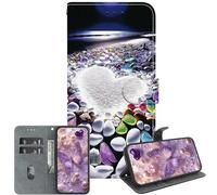 JZ Per Honor Magic6 Pro 5G Cassa, portafoglio dipinto artigianale di tessura di cristallo con portacarta & Kickstand - Rain Flower Pebble