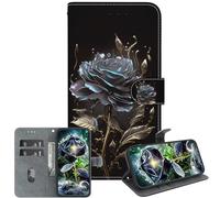 JZ per Honor Magic7 Lite / X9c 5G Crystal Texture Case, Copertura portafoglio in pelle PU verniciata fatta a mano con Kickstand e slot per carte - Black Rose