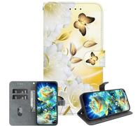 JZ per Honor X7b / 90 Smart/Play 50 Plus Crystal Texture Case, Copertura portafoglio in pelle PU verniciata fatta a mano con Kickstand e slot per carte - Butterfly Epiphyllum