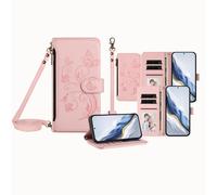 JZ per Moto Edge 50 Fusion / G85 Case with Lanyard, Borsa telefonica all-in-one portafoglio Crossbody con Kickstand e carica wireless, custodia protettiva tracolla mani libere - Pink