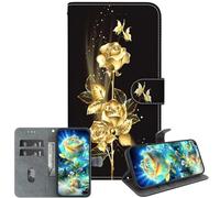 JZ per Moto S30 Pro/Edge 30 Fusion Crystal Texture Case, Copertura portafoglio in pelle PU verniciata fatta a mano con Kickstand e slot per carte - Golden Rose