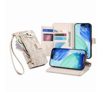JZ Per Motorola Edge 5G 2024 Luxurious PU Leather Wallet Phone Caso Flip Cover - Combinazione perfetta di protezione multifunzione, moda, portabilità - Beige