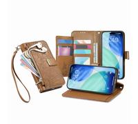 JZ Per Motorola Moto G15 / G15 Power Luxurious PU Leather Wallet Phone Caso Flip Cover - Combinazione perfetta di protezione multifunzione, moda, portabilità - Brown