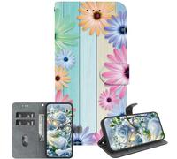 JZ Per Nokia C2 2nd Edition Cassa, portafoglio dipinto artigianale di tessura di cristallo con portacarta & Kickstand - Sunflower