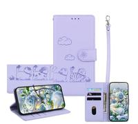 JZ per RedMi A1/A2 Wallet Case, Copertura del telefono in pelle PU con blocco RFID, caso anti-caduta con Flip Stand, disegno di gatto in rilievo - Violet
