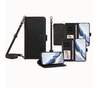 JZ per Samsung Galaxy A51 5G Case with Lanyard, Borsa telefonica all-in-one portafoglio Crossbody con Kickstand e carica wireless, custodia protettiva tracolla mani libere - Black