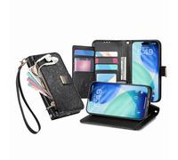 JZ Per Samsung Galaxy A56 Luxurious PU Leather Wallet Phone Caso Flip Cover - Combinazione perfetta di protezione multifunzione, moda, portabilità - Black