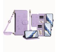 JZ per Samsung Galaxy S21 FE Case with Lanyard, Borsa telefonica all-in-one portafoglio Crossbody con Kickstand e carica wireless, custodia protettiva tracolla mani libere - Violet