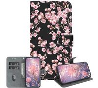 JZ per Xiaomi Poco M6 Pro 5G / RedMi 12 4G / Note 12R Crystal Texture Case, Copertura portafoglio in pelle PU verniciata fatta a mano con Kickstand e slot per carte - Plum Blossom