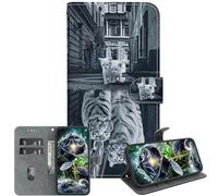 JZ per Xiaomi Poco M6 Pro 5G / RedMi 12 4G / Note 12R Crystal Texture Case, Copertura portafoglio in pelle PU verniciata fatta a mano con Kickstand e slot per carte - Tiger Reflection