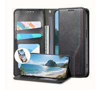JZ Premium Leather Wallet Caso Per Motorola Edge 60 Pro Magnetic Closure, Protezione anti-caduta, slot per carte, tasca in contanti, kickstand e cinturino - Black