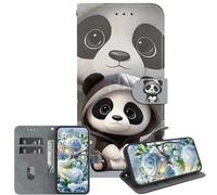 JZ PU Leather Caso per Moto G 5G Plus/One 5G Wallet Cover,Modello dipinto di tessura di cristallo fatta a mano con Kickstand & Card Holder- Panda