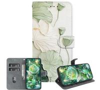 JZ PU Leather Caso per Xiaomi Poco C50 / C51 / RedMi A1 Plus / A2 Plus Wallet Cover,Modello dipinto di tessura di cristallo fatta a mano con Kickstand & Card Holder- Lotus