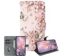 JZ PU Leather Caso per Xiaomi Poco M6 Pro 5G / RedMi 12 4G / Note 12R Wallet Cover,Modello dipinto di tessura di cristallo fatta a mano con Kickstand & Card Holder- Butterfly