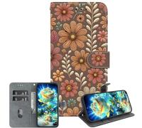 JZ PU Leather Caso per Xiaomi Poco M6 Pro 5G / RedMi 12 4G / Note 12R Wallet Cover,Modello dipinto di tessura di cristallo fatta a mano con Kickstand & Card Holder- Flower Clusters