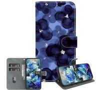 JZ PU Leather Caso per Xiaomi Poco M6 Pro 5G / RedMi 12 4G / Note 12R Wallet Cover,Modello dipinto di tessura di cristallo fatta a mano con Kickstand & Card Holder- Blue Flower