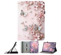 JZ PU Leather Crystal Pattern Wallet Caso per Amazon Fire HD 10 & 10 Plus (13th 2023/11th 2021) Custodia portafoglio in pelle PU - Pink Butterfly
