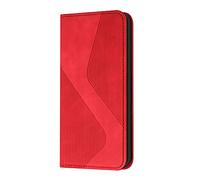 JZ Red Splicing Diagonal Triangle Custodia for per Xiaomi Redmi Note 10 4G / Redmi Note 10S Solid Color S Shape Flip Cover
