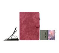 JZ Retro Cartoon Tiger Embossment PU Leather Caso per iPad Mini 7 (A17 Pro)/ Mini 6,Multi-Angle Copertura stand con portamatita - Red