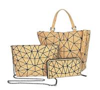 JZ Set 3 Borse Geometriche-Borsa a Tracolla, Pochette e Portafoglio Donna's | Borsa a tracolla da donna pieghevole adatta A4, cinturina regolabile, stile Harajuku giapponese