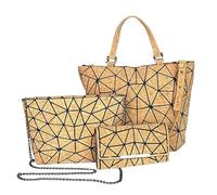 JZ Set 3 Borse Geometriche-Borsa a Tracolla, Pochette e Portafoglio Donna's | Borsa a tracolla da donna pieghevole adatta A4, cinturina regolabile, stile Harajuku giapponese