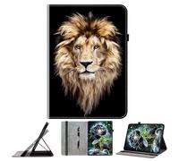 JZ Shockproof Crystal Painted Flip Cover Per Amazon Fire HD 8 (8th/7th/6th/5th Gen) Custodia portafoglio in pelle PU con portamatita & Stand - Lion