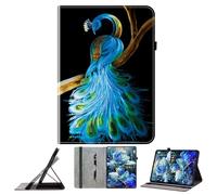 JZ Shockproof Crystal Painted Flip Cover Per Amazon Fire HD 8 (8th/7th/6th/5th Gen) Custodia portafoglio in pelle PU con portamatita & Stand - Peacock