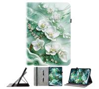 JZ Shockproof Crystal Painted Flip Cover Per Amazon Kindle Fire Max 11 Custodia portafoglio in pelle PU con portamatita & Stand - Jade Flower