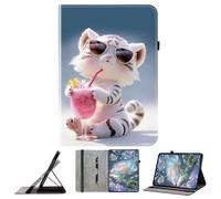 JZ Shockproof Crystal Painted Flip Cover Per iPad 10.2 in 2019 2020 2021 (7th,8th,9th) / iPad Air 10.5 in 2019 (3rd) Custodia portafoglio in pelle PU con portamatita & Stand - Fashion Tiger