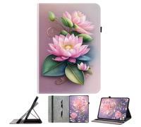 JZ Shockproof Crystal Painted Flip Cover Per Samsung Galaxy Tab S10 Lite / S10 FE / S9 FE / S9 Custodia portafoglio in pelle PU con portamatita & Stand - Lotus