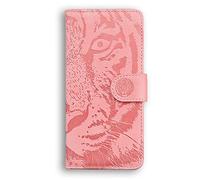 JZ Tiger Pattern Custodia for per Velvet,PU Leather Wallet Flip Cover for per LG Velvet/Velvet 5G [Credit Card Slots][Money Pocket] - Pink