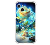 JZ TPU Caso per iPhone 12 Mini Clear Case with Rose Design, Antigiallante, anti-caduta, copertura compatibile per la ricarica wireless - Gold