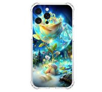 JZ TPU Caso per iPhone 13 Pro Max Clear Case with Rose Design, Antigiallante, anti-caduta, copertura compatibile per la ricarica wireless - Gold