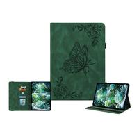 JZ Vintage Floral Butterfly Design Premium PU Leather Caso per Samsung Galaxy Tab A7 Lite (8.7 inch) Multi-Angle Viewing Copertura stand con portamatita - Dark Green