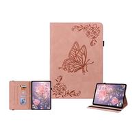 JZ Vintage Floral Butterfly Design Premium PU Leather Caso per Samsung Galaxy Tab S6 Lite (10.4 inch) Multi-Angle Viewing Copertura stand con portamatita - Pink