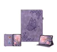 JZ Vintage Floral Butterfly Design Premium PU Leather Caso per Xiaomi Pad 5 Pro 12.4 inch 2022 Multi-Angle Viewing Copertura stand con portamatita - Violet