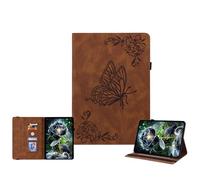 JZ Vintage Floral Butterfly Design Premium PU Leather Caso per Xiaomi Pad 7/7 Pro 11.2 inch Multi-Angle Viewing Copertura stand con portamatita - Brown