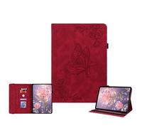 JZ Vintage Floral Butterfly Design Premium PU Leather Caso per Xiaomi Redmi K Pad 8.8 inch Multi-Angle Viewing Copertura stand con portamatita - Red