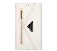 JZ [ZipFor per[Wrist Strap] Bag Design Wallet Phone Custodia for per Samsung Galaxy S21 Ultra 5G Protective PU Leather Flip Cover - White