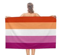 JZemdybill Asciugamano da spiaggia, telo da bagno con bandiera dell'orgoglio lesbico, asciugamano assorbente per nuoto, sport, viaggi
