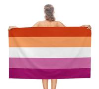 JZemdybill Asciugamano da spiaggia, telo da bagno con bandiera dell'orgoglio lesbico, asciugamano assorbente per nuoto, sport, viaggi