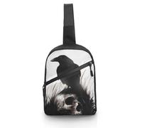 JZemdybill Borsa a tracolla, borsa a tracolla con granchio rosso, borsa a tracolla per viaggi, shopping, sport, Teschio di Halloween Corvo, One Size