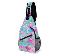 JZemdybill Borsa a tracolla, borsa a tracolla con squame di acquerello arcobaleno di sirena, borsa a tracolla per viaggi, shopping, sport, Stile:, 38x20cm
