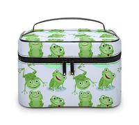 JZemdybill Borsa cosmetica, borsa di trucco del modello delle rane, borsa da toilette di viaggio di cuoio per le donne, Motivo rane, 25x18x15cm