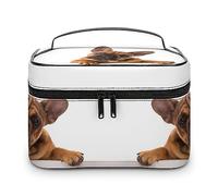 JZemdybill Borsa cosmetica, borsa di trucco del modello delle rane, borsa da toilette di viaggio di cuoio per le donne, Bulldog francese con zampa e cane, 25x18x15cm