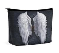 JZemdybill Borsa per cosmetici, borsa per trucco con ali d'angelo, borsa da toilette portatile con cerniera per uso quotidiano, viaggio