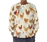 JZemdybill Felpa girocollo a maniche lunghe, gatto neroMaglioni casual leggeri per uomo, Una fuga di polli, L