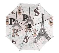 JZemdybill Ombrello apribile a 3 pieghe Skull Sugar Bones, Parigi Torre Eiffel floreale, Taglia unica
