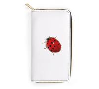 JZemdybill Portafoglio in pelle, foglie hawaiane, piccole dimensioni e grande capacità, facile da trasportare, Coccinella Carino Piccola A, 19.7x10.5cm, Moderno